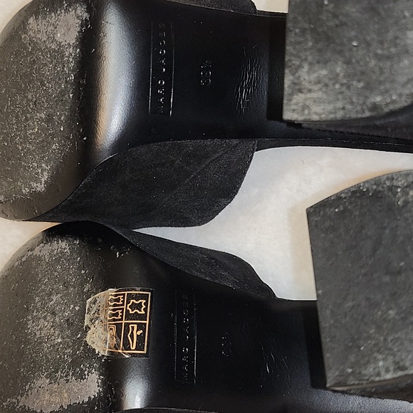 MarcJacobs Chunky Platform Heels Black Suede  Steam Punk  Size 8.5 - Picture 11 of 16